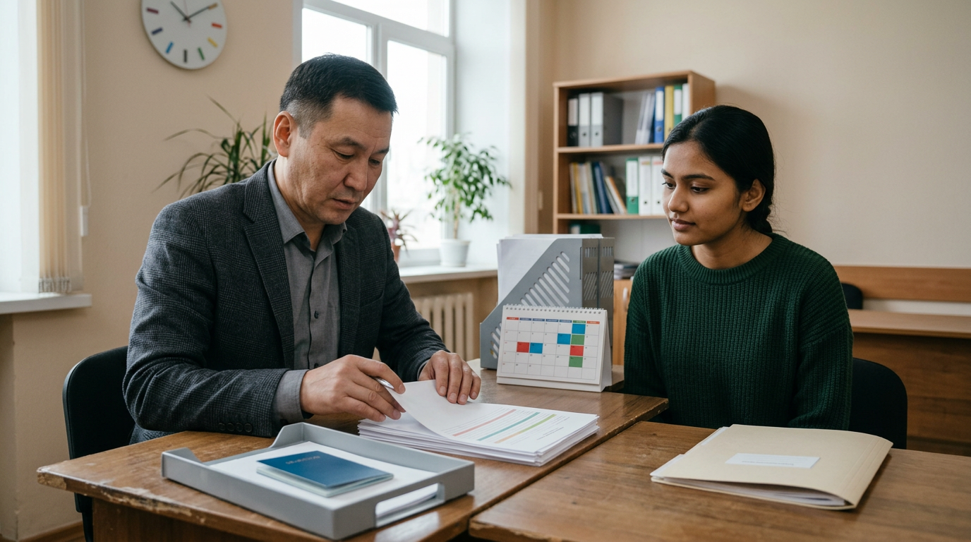 Educational institution employee checks international students’ stay deadlines