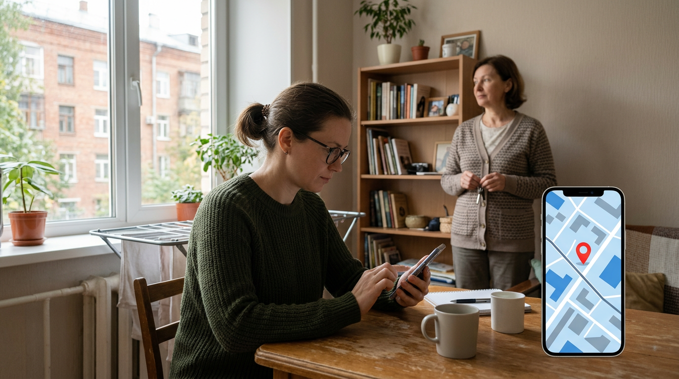 A foreign employee independently enters their residential address in the “Amina” app