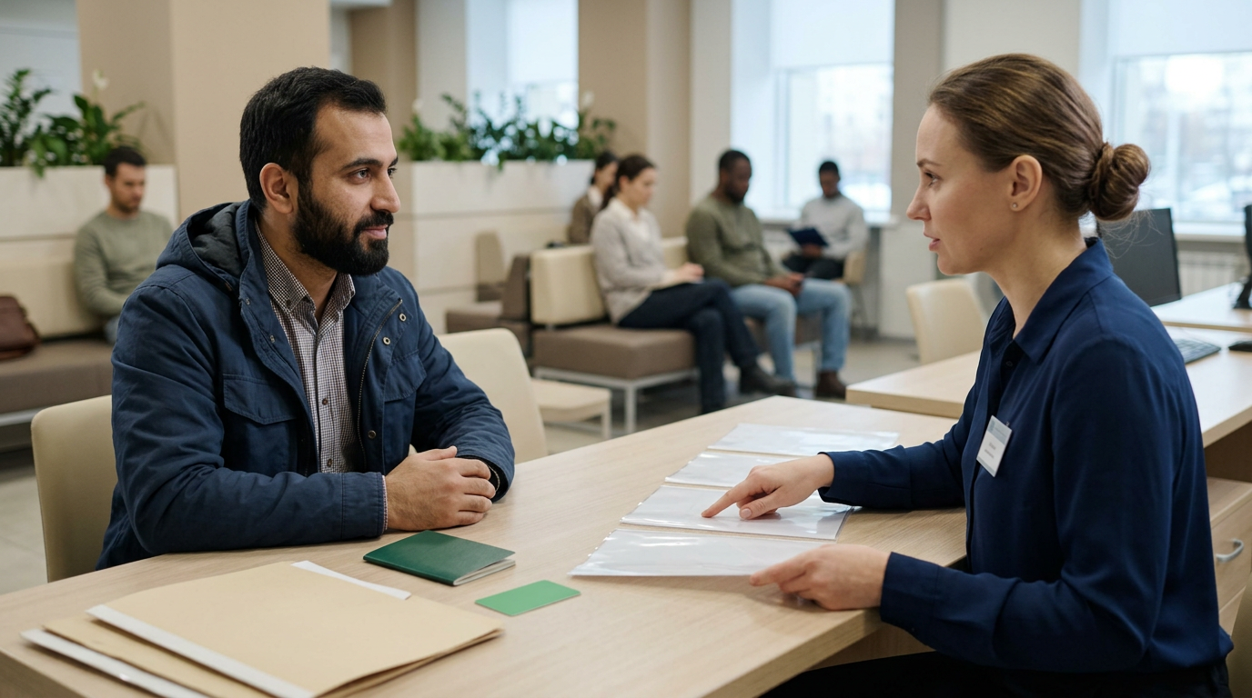 Employer checking a foreign employee’s documents
