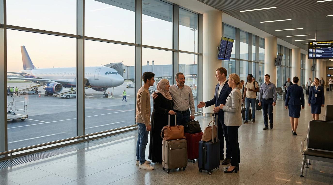 Syrian Airlines aircraft after arriving at Sheremetyevo International Airport
